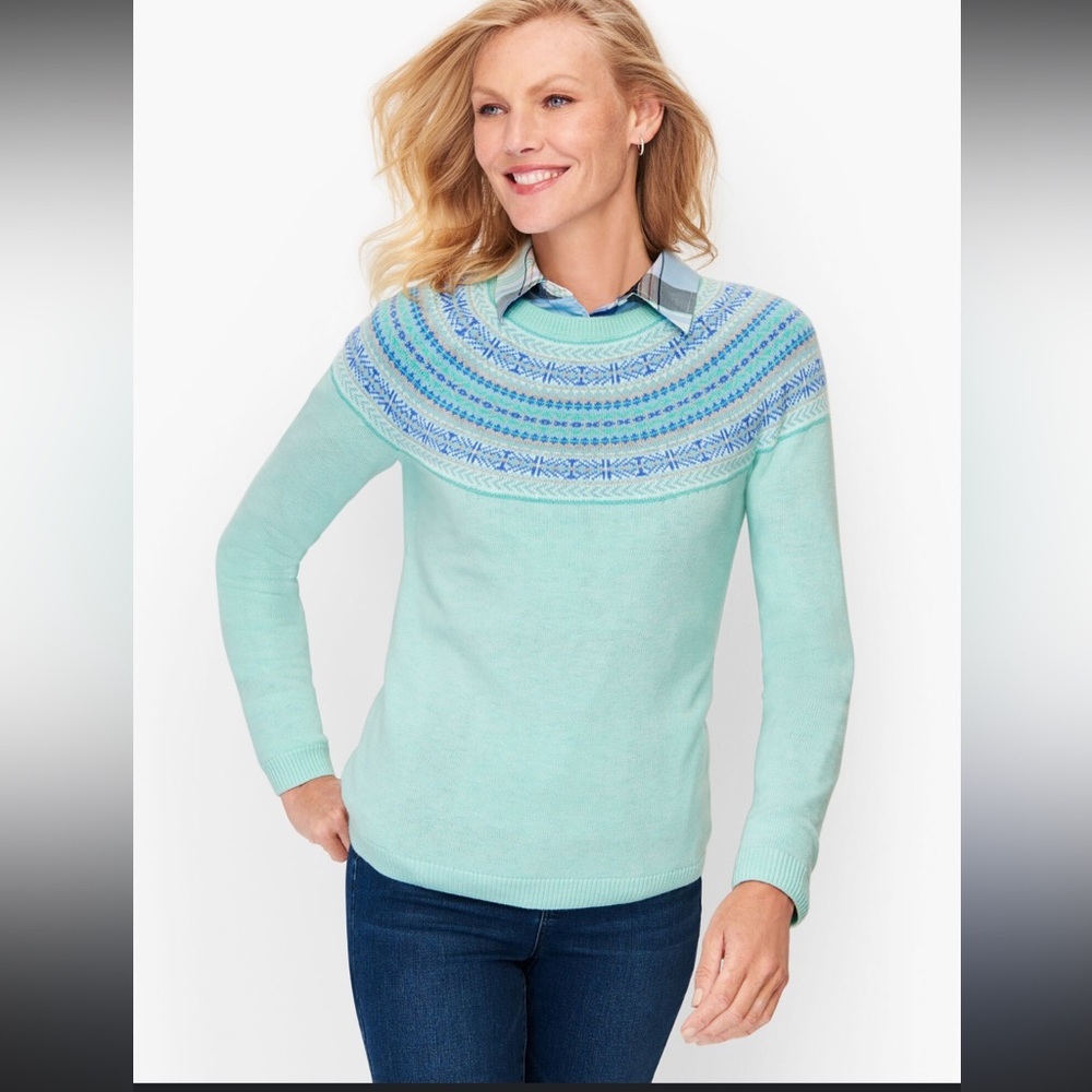 Talbots fair-isle crewneck sweater Medium wool blend